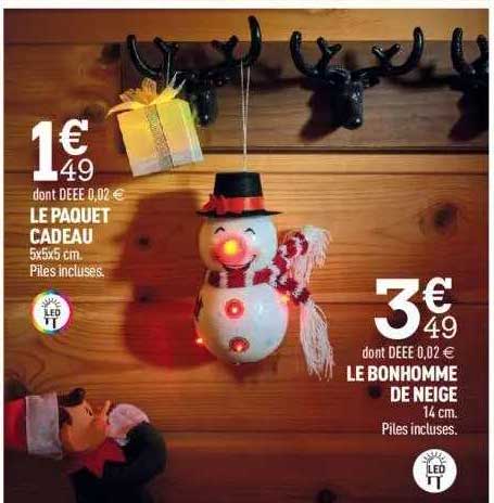 le paquet cadeau, le bonhomme de neige