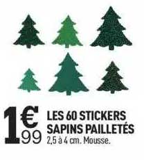 Les 60 Stickers Sapins Pailletés
