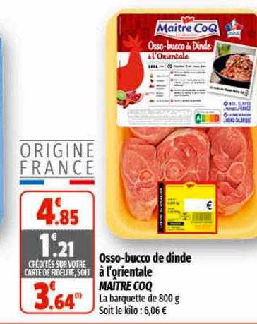 osso-bucco de dinde à l'orientale maître coq