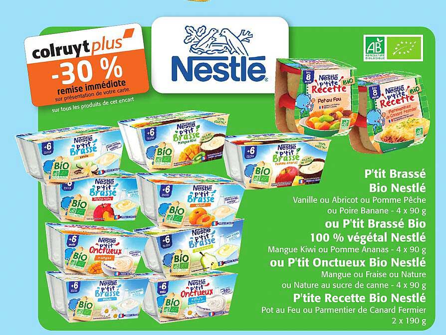 p'tit brassé bio nestlé ou p'tit brassé bio 100% végétal nestlé ou p'tit onctueux bio nestlé, p'tite recette bio nestlé