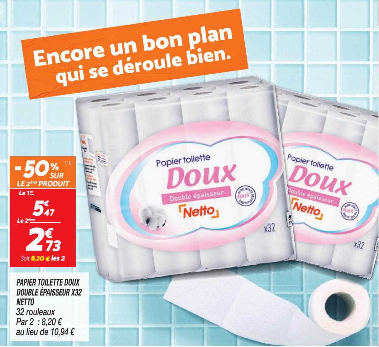 papier toilette doux double épaisseur x32 netto