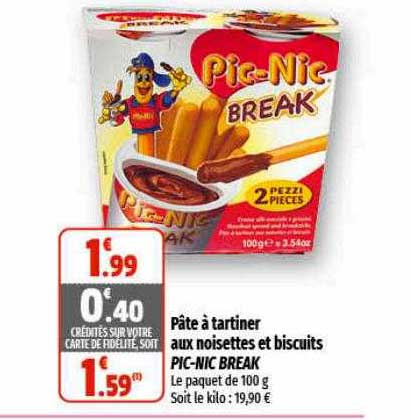 pâte à tartiner aux noisettes et biscuits pic-nic break