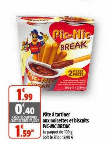 pâte à tartiner aux noisettes et biscuits pic-nic break