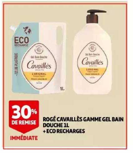 rogé cavaillès gamme gel bain douche 1l + eco recharges