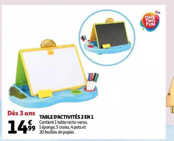 table d'activités 2 en 1 one two fun