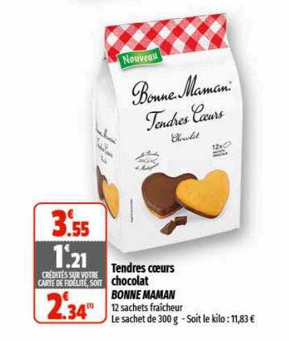 tendres cœurs chocolat bonne maman