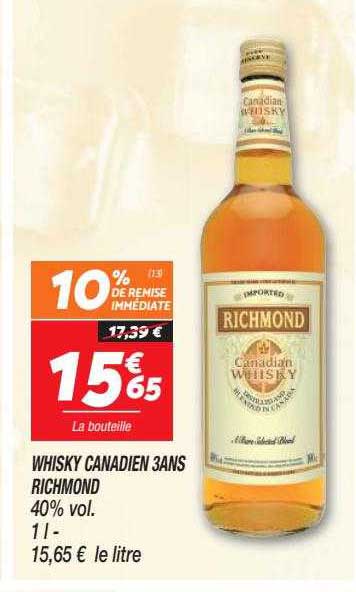 whisky canadien 3 ans richmond 40% vol.
