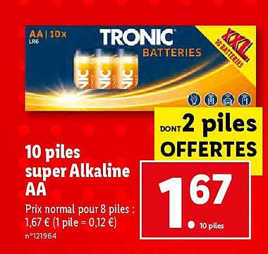 10 piles super alkaline aa