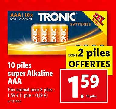 10 piles super alkaline aaa tronic