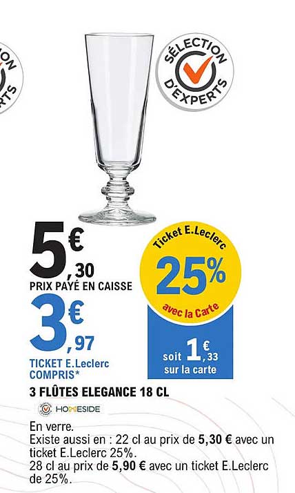 3 Flûtes élégance 18 Cl Homeside