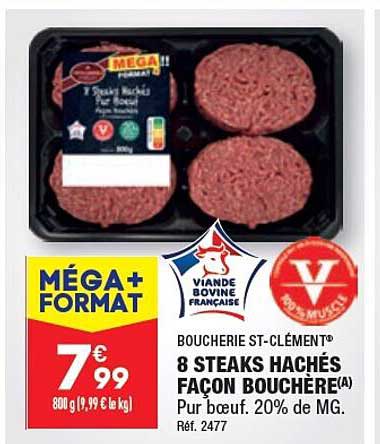 8 steaks hachés façon bouchère boucherie st-clément
