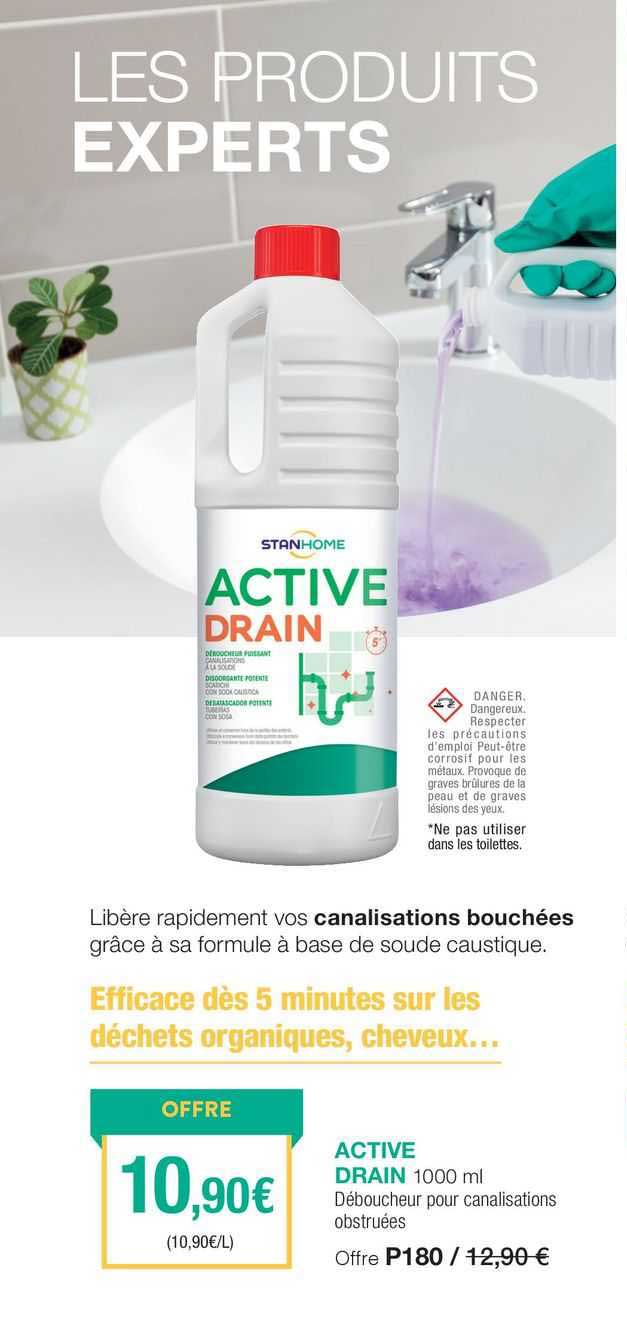 active drain déboucheur pour canalisations obstruées