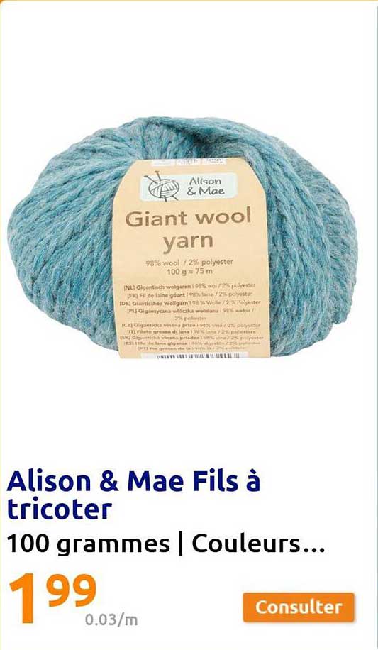 alison & mae fils à tricoter