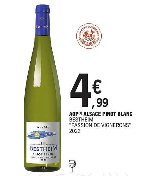 aop alsace pinot blanc bestheim "passion de vignerons" 2022
