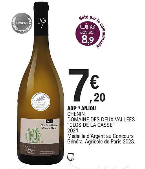 aop anjou chenin domaine des deux vallées "clos de la casse" 2021