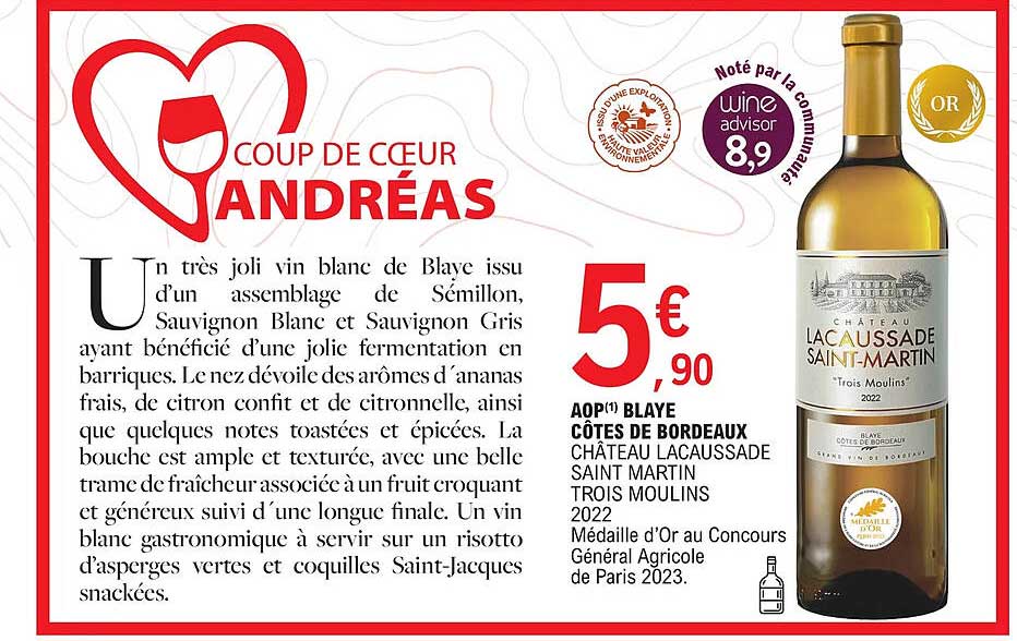 aop blaye côtes de bordeaux château lacaussade saint martin trois moulins 2022