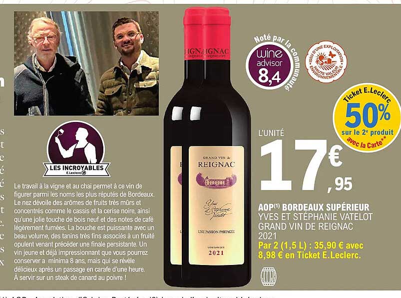 aop bordeaux supérieur yves et stéphanie vatelot grand vin de reignac 2021