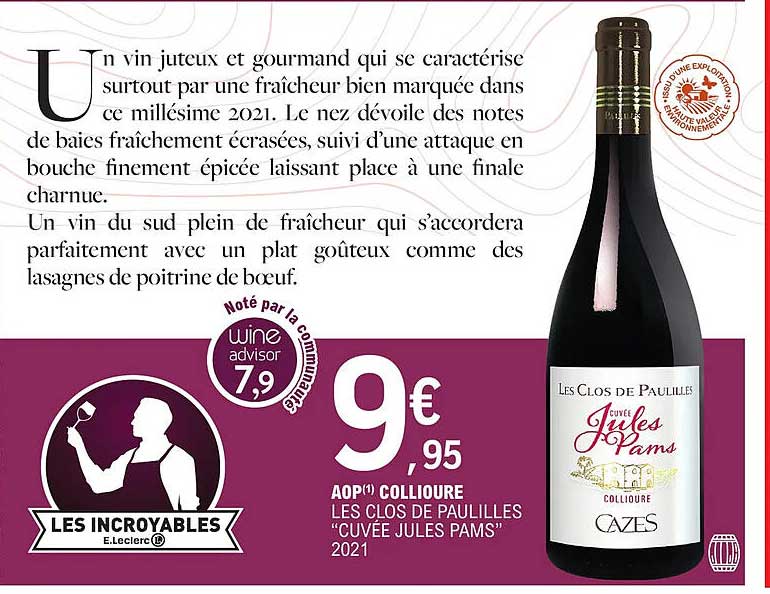 aop collioure les clos de paulilles "cuvée jules pams" 2021