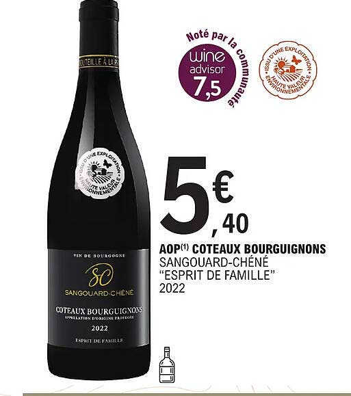 aop coteaux bourguignons sangourd-chéné "esprit de famille" 2022