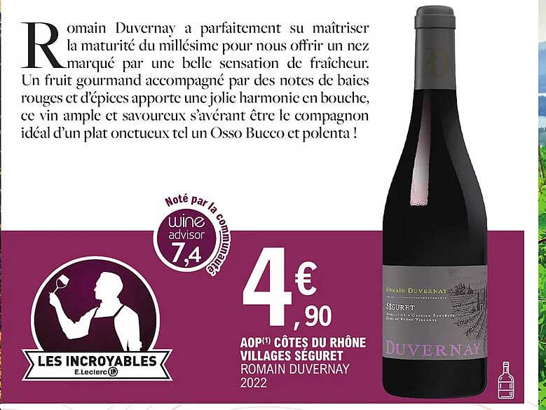 aop côtes du rhône villages séguret romain duvernay 2022
