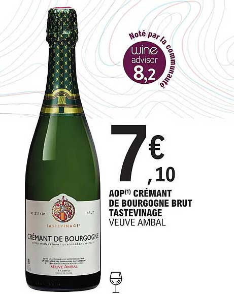 aop crémant de bourgogne brut tastevinage veuve ambal