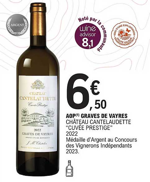 Aop Graves De Vayres Château Cantelaudette "cuvée Prestige" 2022