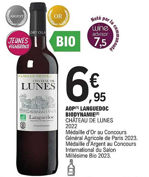 aop languedoc biodynamie château de lunes 2022
