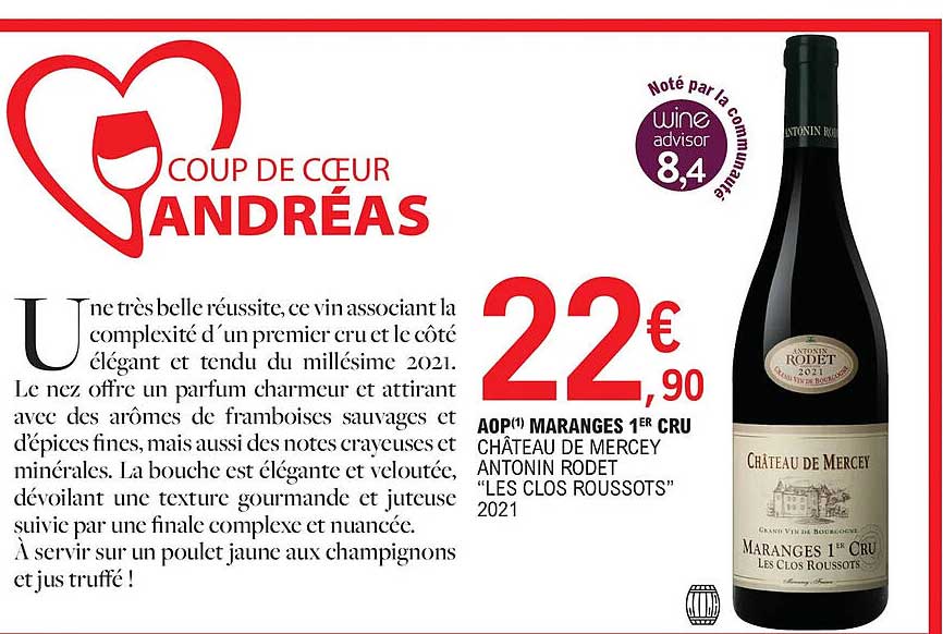 aop maranges 1er cru château de mercey antonin rodet "les clos roussots" 2021