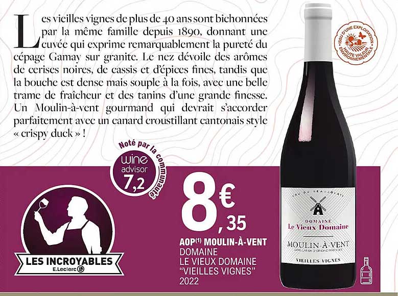 Aop Moulin-à-vent Domaine Le Vieux Domaine "vieilles Vignes" 2022