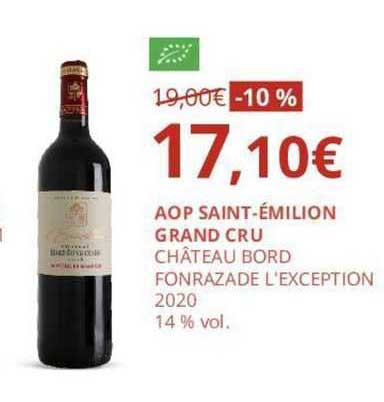 aop saint-émilion gran cru château bord fonrazade l'exception 2020