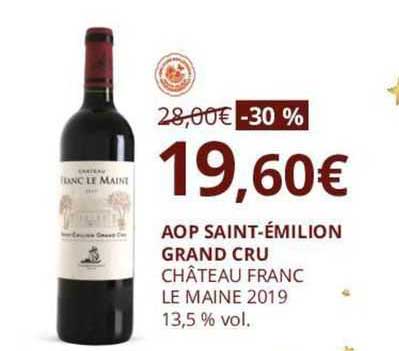 aop saint-émilion grand cru château franc le maine 2019