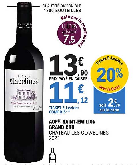 aop saint-émilion grand cru château les clavelines 2021
