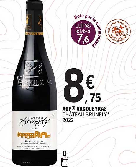 aop vacqueyras château brunely 2022