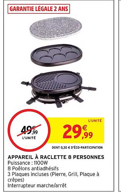 Appareil à Raclette 8 Personnes