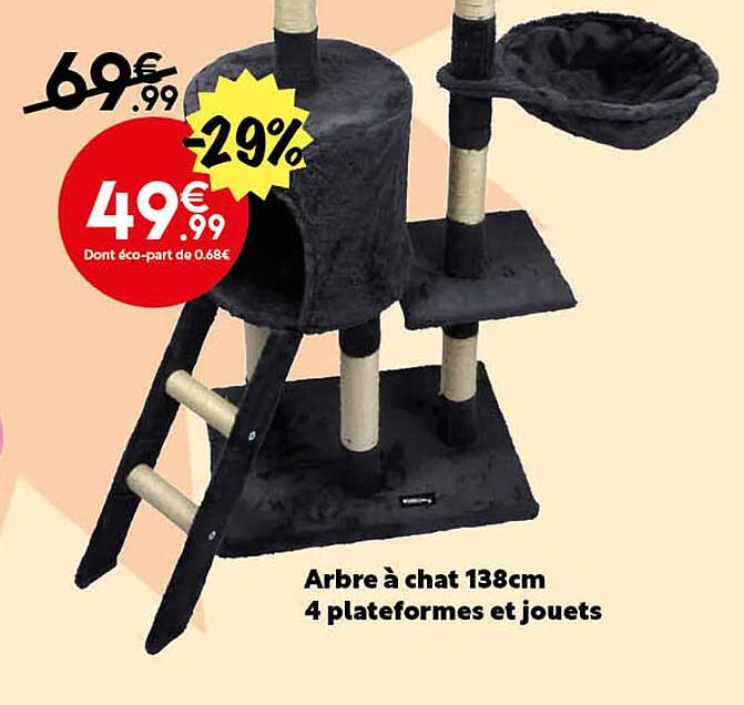 Arbre à Chat 138 Cm 4 Plateformes Et Jouets