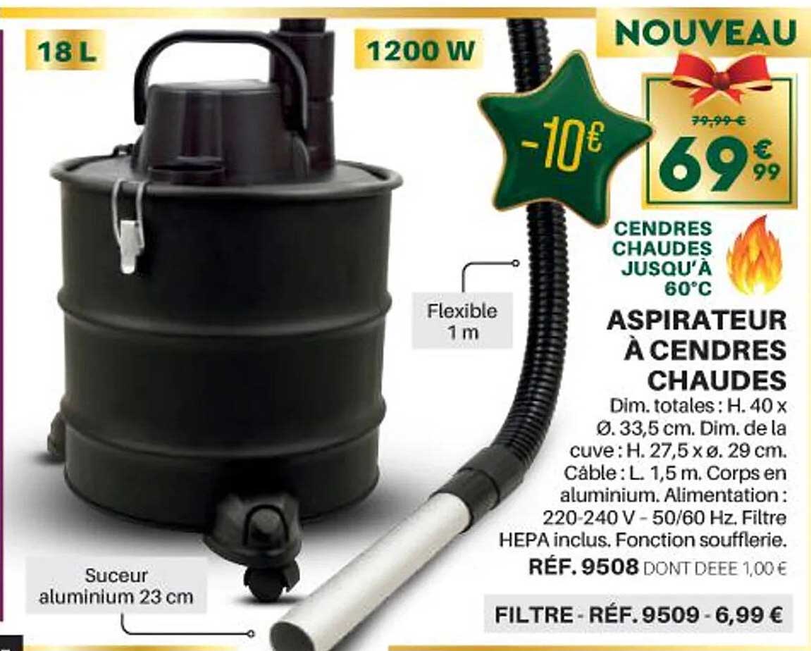 aspirateur à cendres chaudes