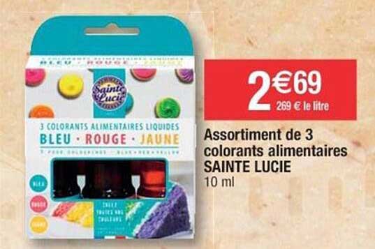 assortiment de 3 colorants alimentaires sainte lucie