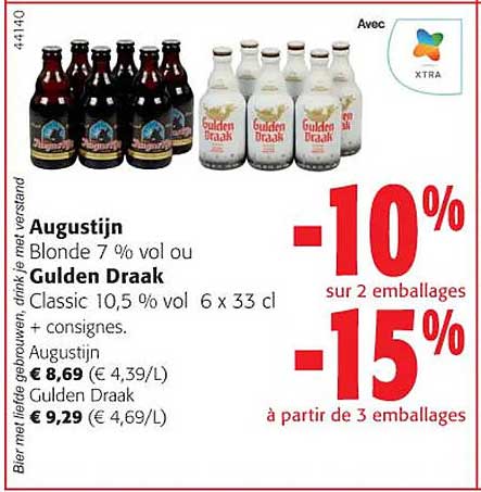 augustijn blonde 7% vol ou gulden draak classic 10.5% vol