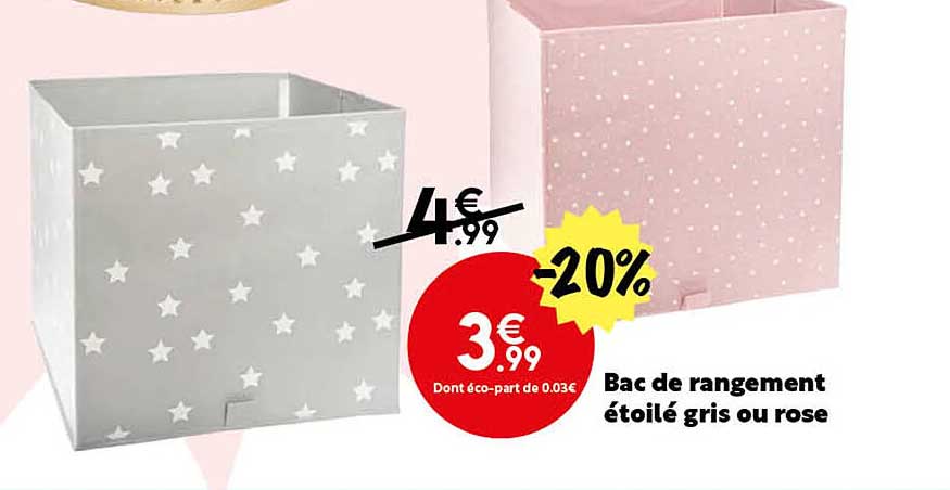 Bac De Rangement étoilé Gris Ou Rose