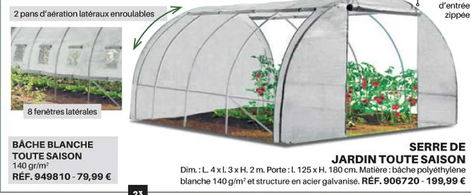 bâche blanche tout saison serre de jardin toute saison