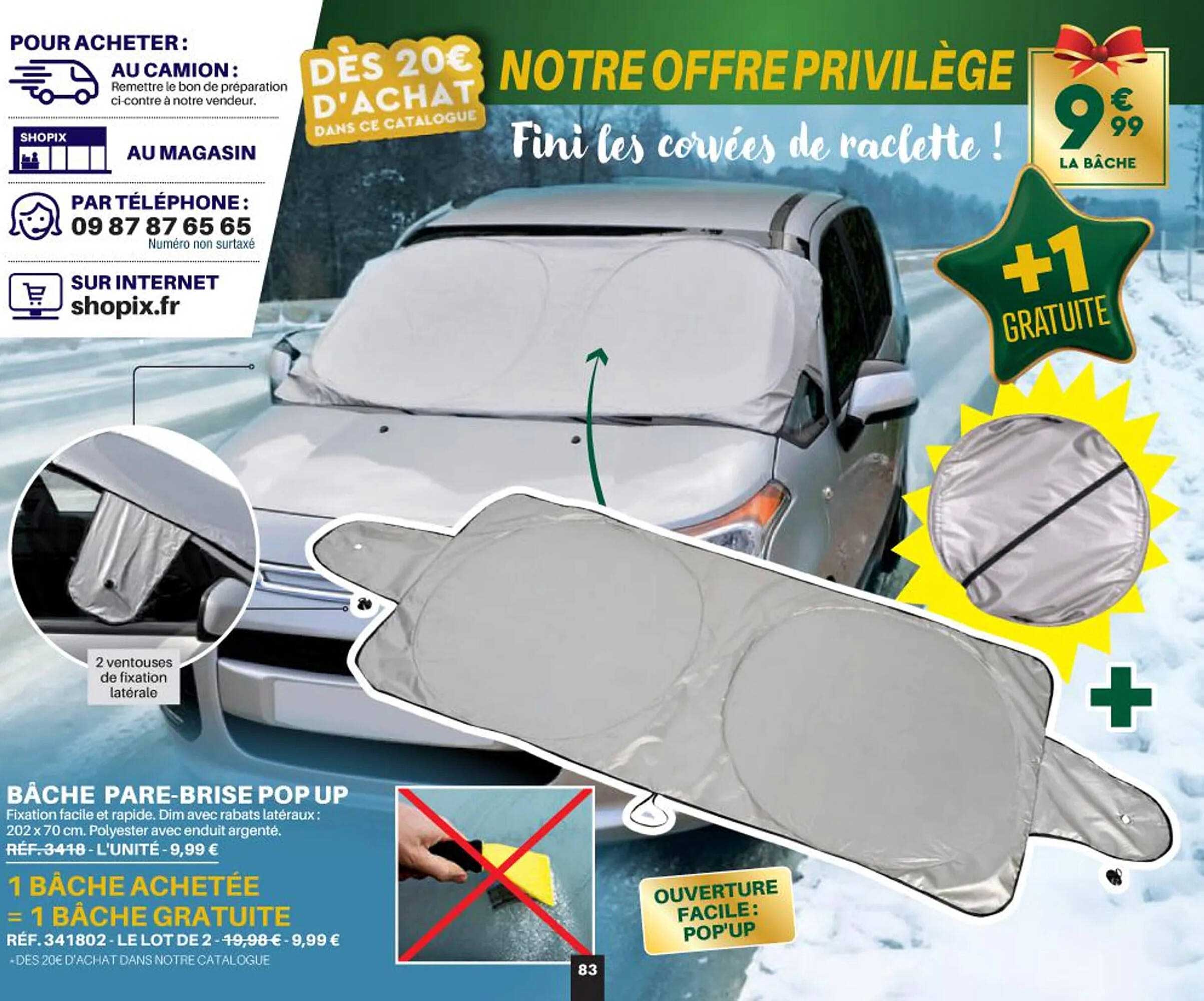 bâche pare-brise pop up