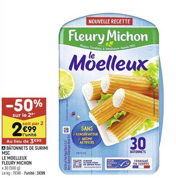 bâtonnets de surimi msc le moelleux fleury michon