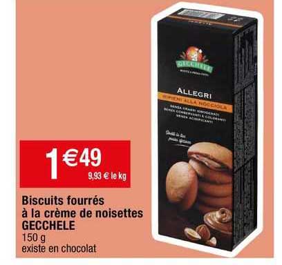 Biscuits Fourrés à La Crème De Noisettes Gecchele