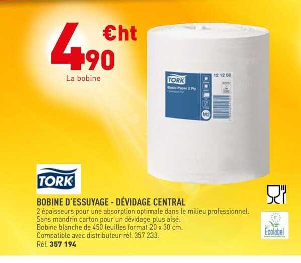 boboine d'essuyage - dévidage centrale tork