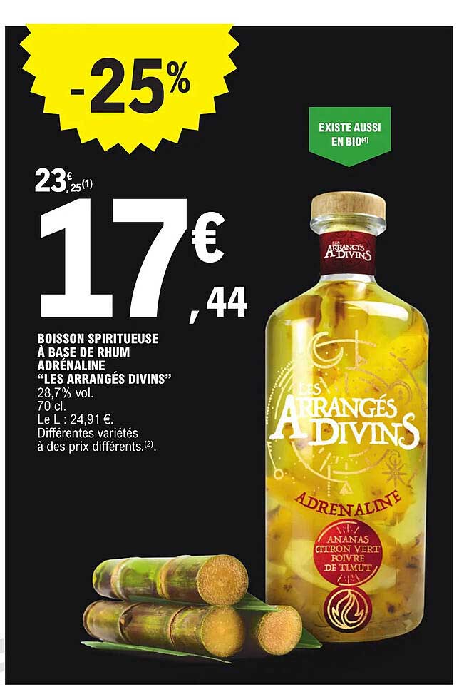 boisson spiritueuse à base de rhum adréanline "les arrangés divins"