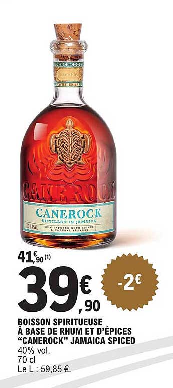 boisson spiritueuse à base de rhum et d'épices "canerock" jamaica spiced