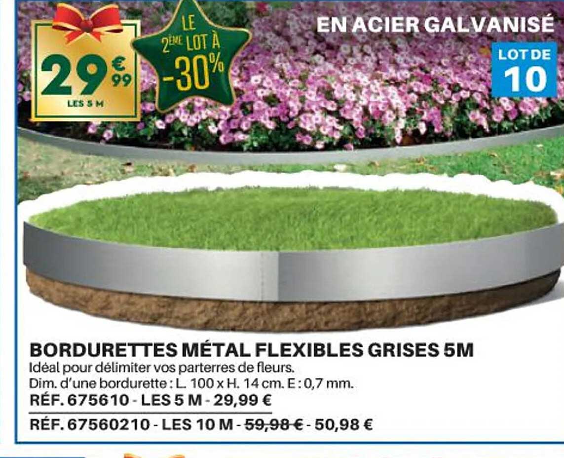bordurettes méta flexibles grises 5m