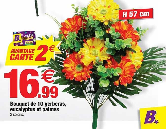 bouquet de 10 gerberas, eucalyptus et palmes