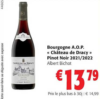 bourgogne a.o.p. «château de dracy» pinot noir 2021/2022 albert brichot