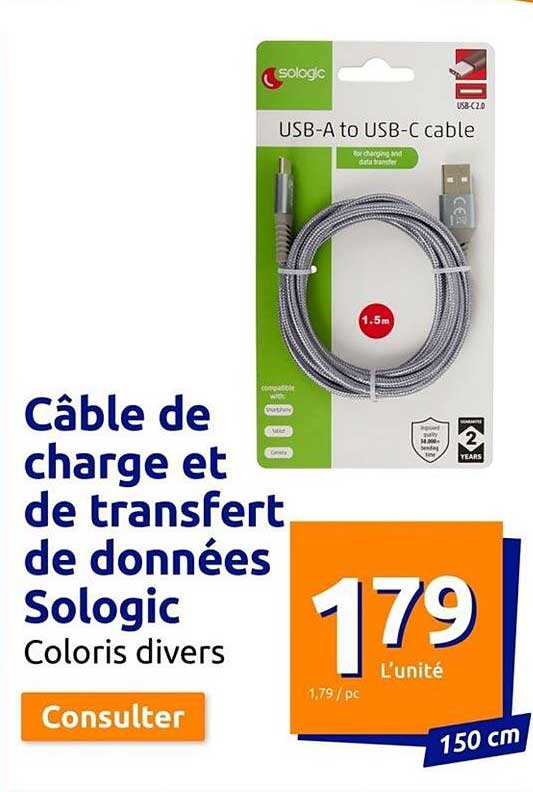 Câble De Charge Et De Transfert De Données Sologic